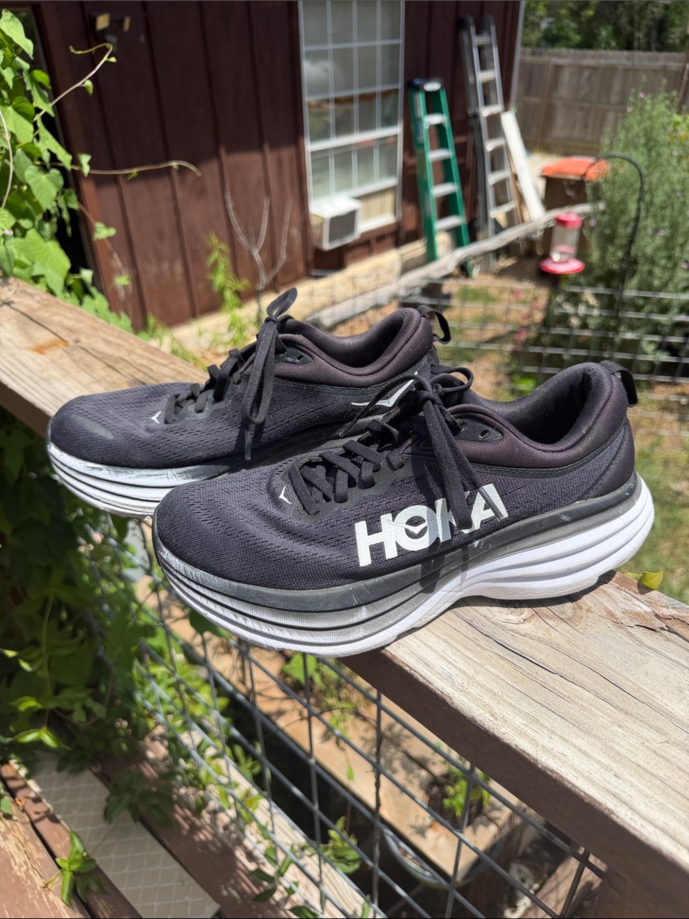 Hoka Black and White Cushioned Running Shoes